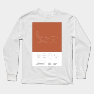 Eames Lounge Chair Poster Mid Century Design - Minimal Design - Charles an Ray Eames Long Sleeve T-Shirt